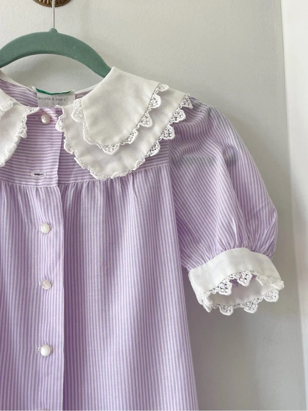 Vintage Rare Editions Lavender Striped Big Collar Dress | Size 8